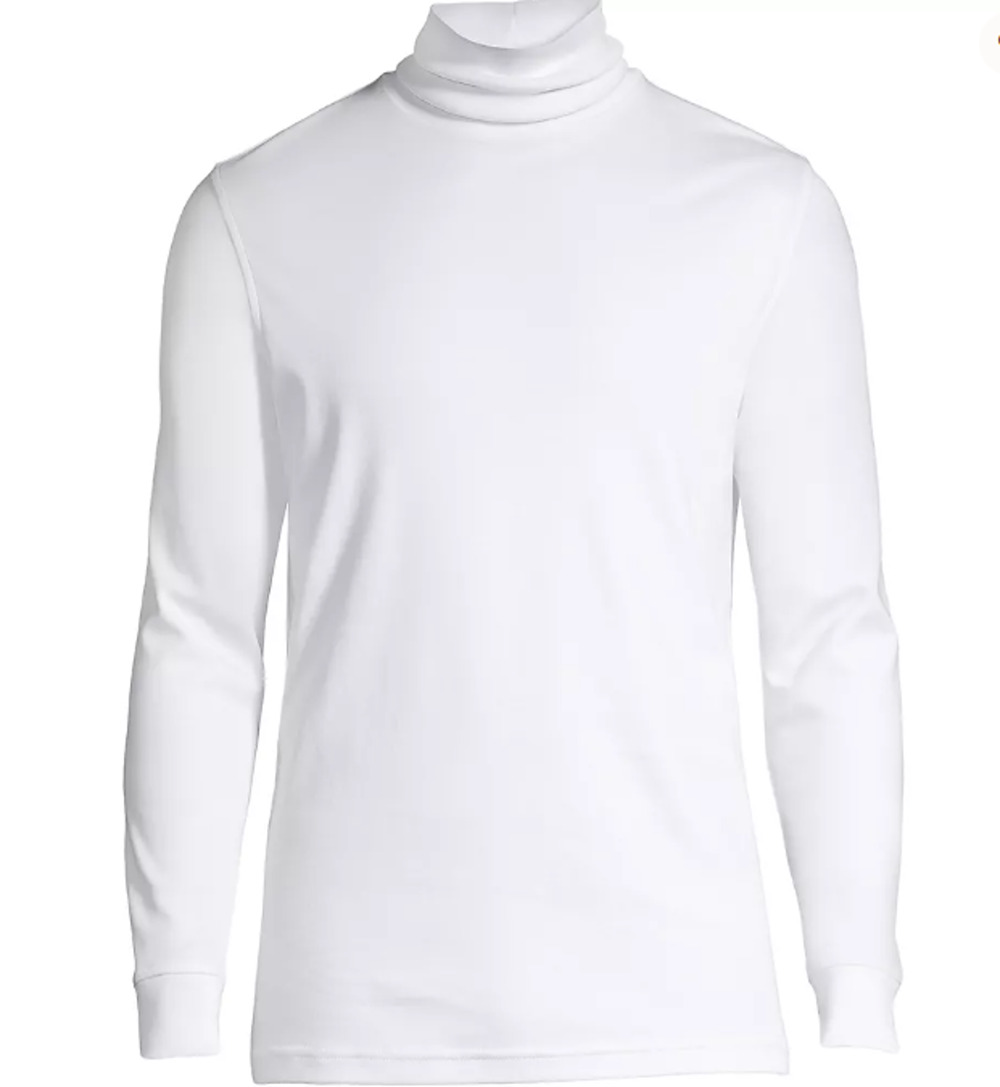 Lands' End Men's Cotton Supima Turtleneck White Size XL Tall Long Sleeve 437460